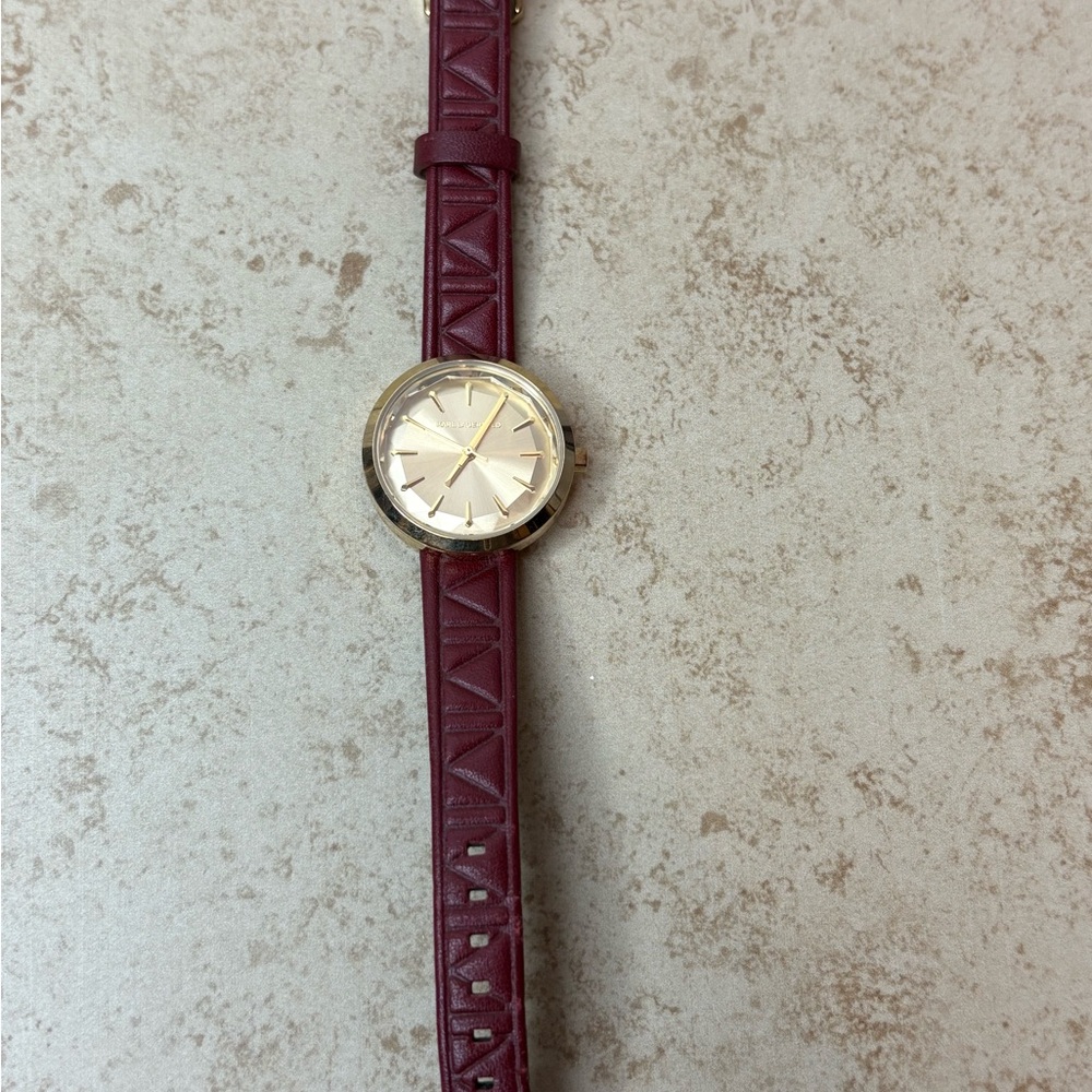 Karl Lagerfeld Gold Watch with Burgundy Strap
